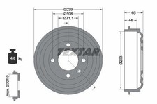 2x TEXTAR 94049500 Bremstrommeln Ø203mm Hinten für OPEL Corsa F