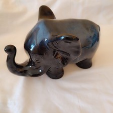 Canadian Blue Mountain Pottery Elephant Trunk Up - blue/black