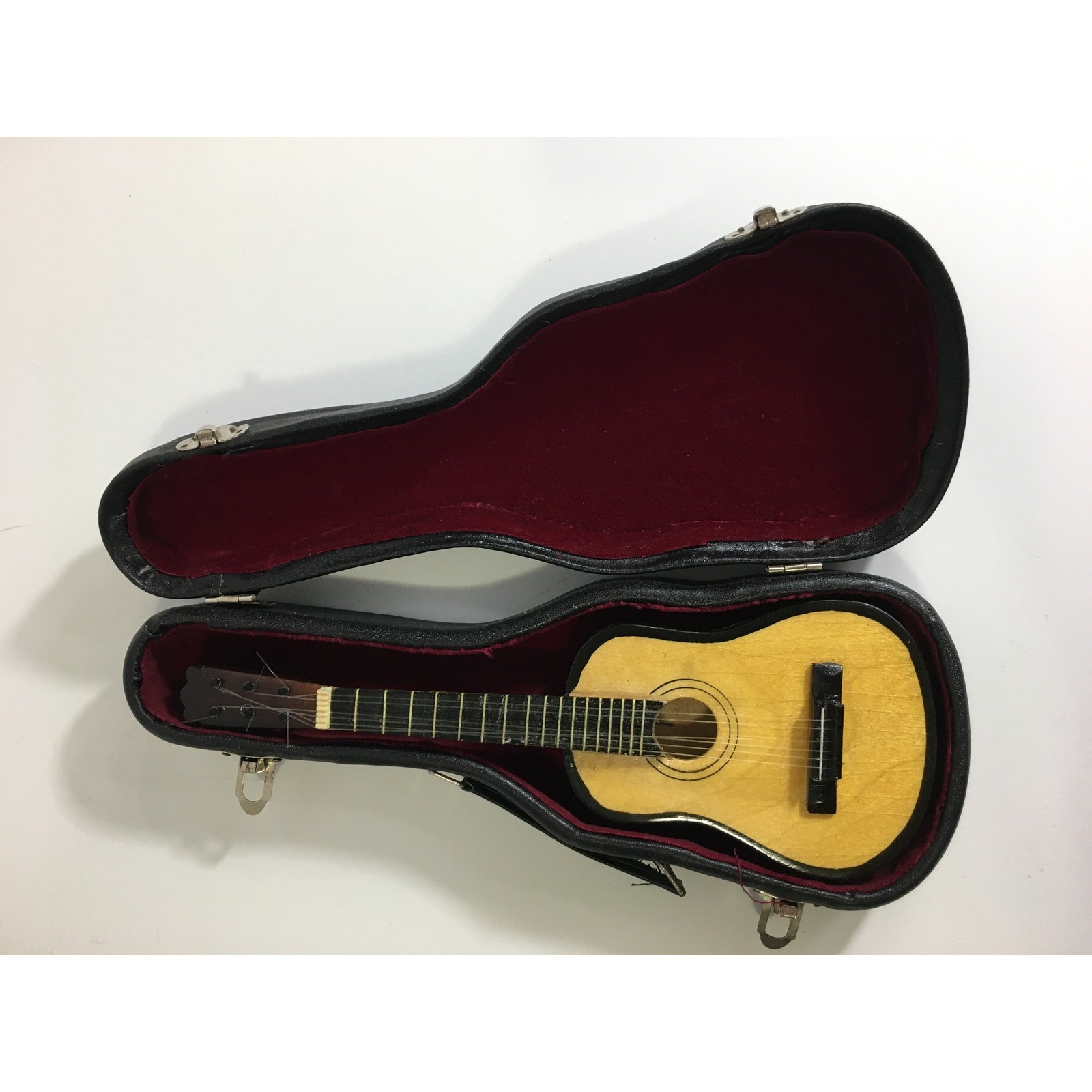 Vintage Miniature Guitar Replica Instrument with Case Displa