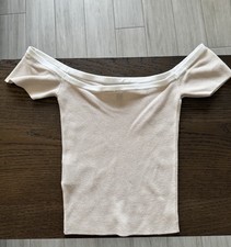 H&M Womens XS Beige Off-the-Shoulder Short Sl...
