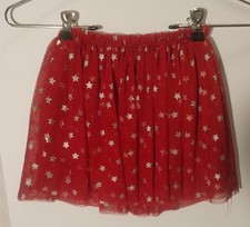 Red Silver Star Tutu Skirt Holiday Christmas Dress Toddler 4T Festive Birthday