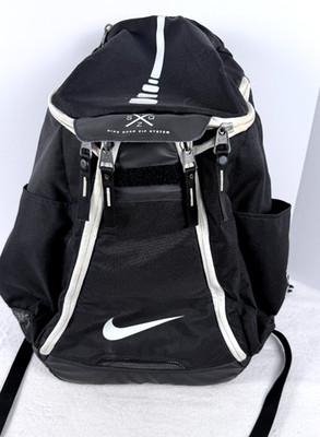Nike Elite Quad Zip System Backpack Black White Athletic Book Bag