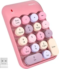 MOFII Wireless Number Pads - Pink Numeric Keypad 18 Keys USB 2.4G Round Keycap