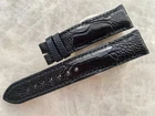 20mm/18mm Black Ostrich Leather Padded Watch Strap Band