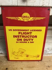 Vintage Shell Gasoline Metal sign, Flight instructor On Duty, Aviation Plane