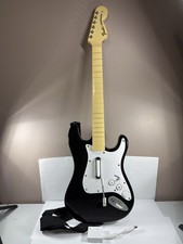Nintendo Wii Rock Band Fender Harmonix Wireless Guitar With Dongle Strap TESTED 