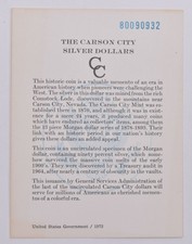 COA 1880 GSA Certificate Original Card for CC Morgan Silver Dollar (1card)