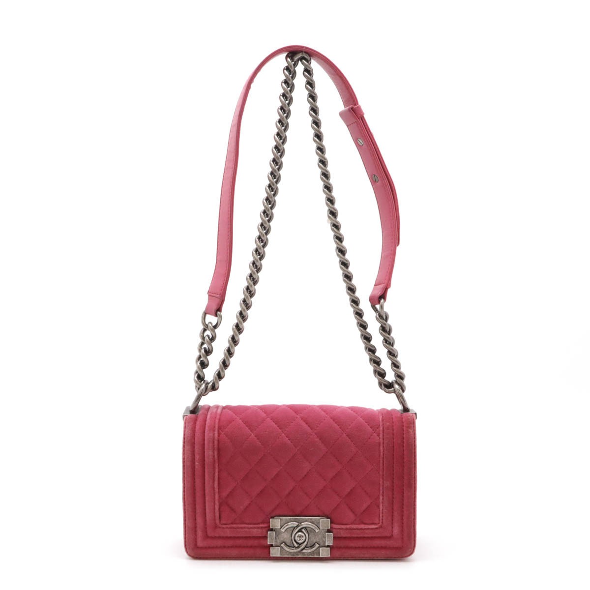 CHANEL Boy 20 Matelass Coco Mark Chain Crossbody Bag in Velvet Leather
