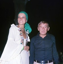 Renato Rascel his wife Italian showgirl Giuditta Saltarini smiling- Old Photo
