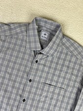 David Donahue Dress Shirt Mens Large Gray Plaid Classic Fit Cotton Long Sleeve
