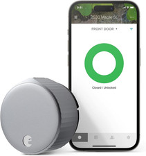 August Home, Silver Wi-Fi Connected Smart Keyless Entry Door Lock, Electronic Do