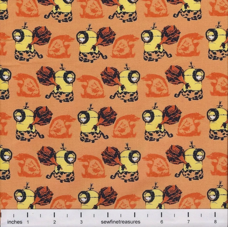 Tela Minions Cro Minions Caveman Naranja Despicable Me por FQ - 1/4 YD Foto 2 de 4