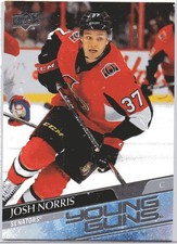 2020-21 Upper Deck -  Josh Norris's .  Young Guns .   rookie card  # 209. rookie card picture