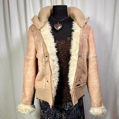 l.e.i. Faux Shearling Bomber Jacket   Size L