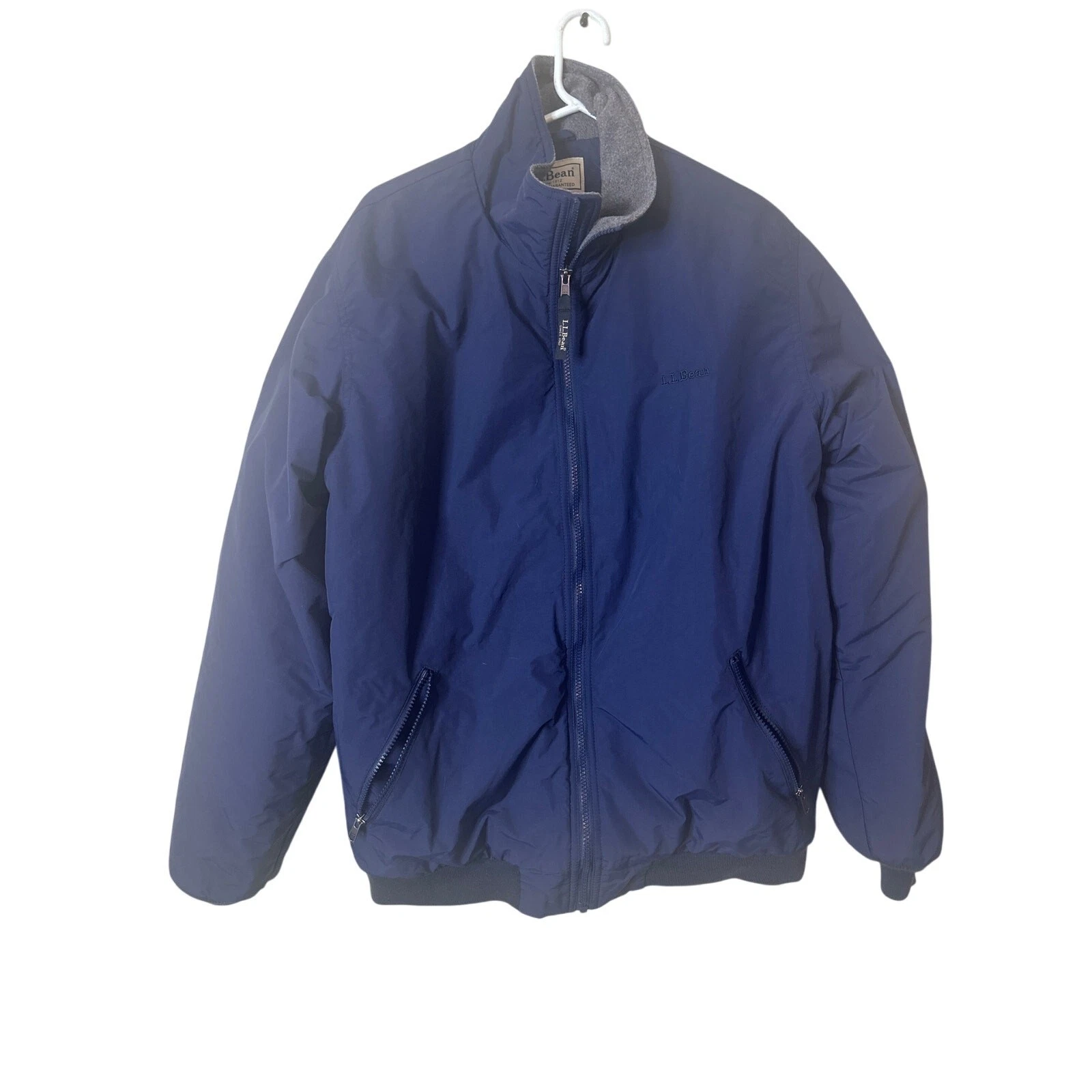 L.L.Bean Warm-Up Jacket in blue nylon with a fleece lining L