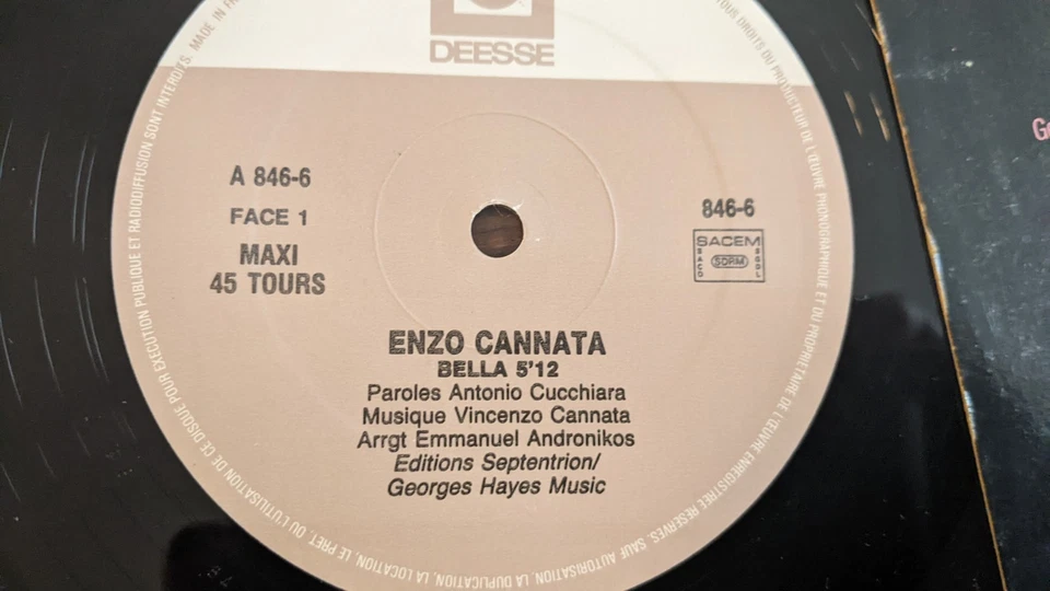 Disque Maxi 45 Tours Vinyle 12" Enzo Cannata Bella latin electronic pop Italie - Photo 3/3