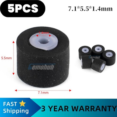 #ad 5PCS 7.1*5.5*1.4mm Tape Recorder Pinch Roller Wheel Rubber Pressure Belt Pulleys $28.89