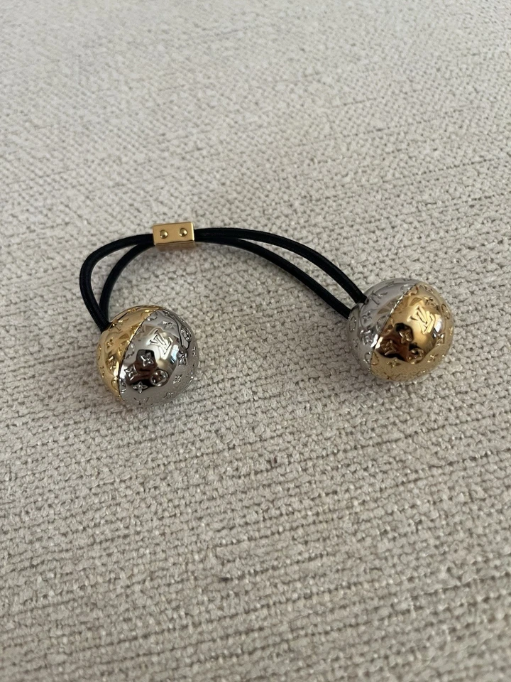 Louis Vuitton Gold and Silver Nanogram Hair Tie-never Worn with Branded Box - Image 2 of 3