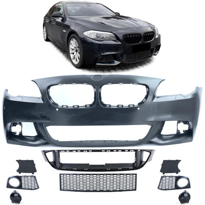 Für BMW F10 F11 2010-13 Front Stoßstange Sport Optik + Nebelscheinwerfer Schwarz