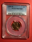 1995D US LINCOLN CENT PCGS MS 67 RD FULL RED! Old US Coin!