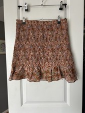 Veronica Beard Melodie Multicolor Floral Smocked Ruffle Mini Skirt Womens Size 6