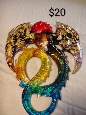 Fantasy Dragon Wall Hanging Plaque - Multicolor with Gold Accents