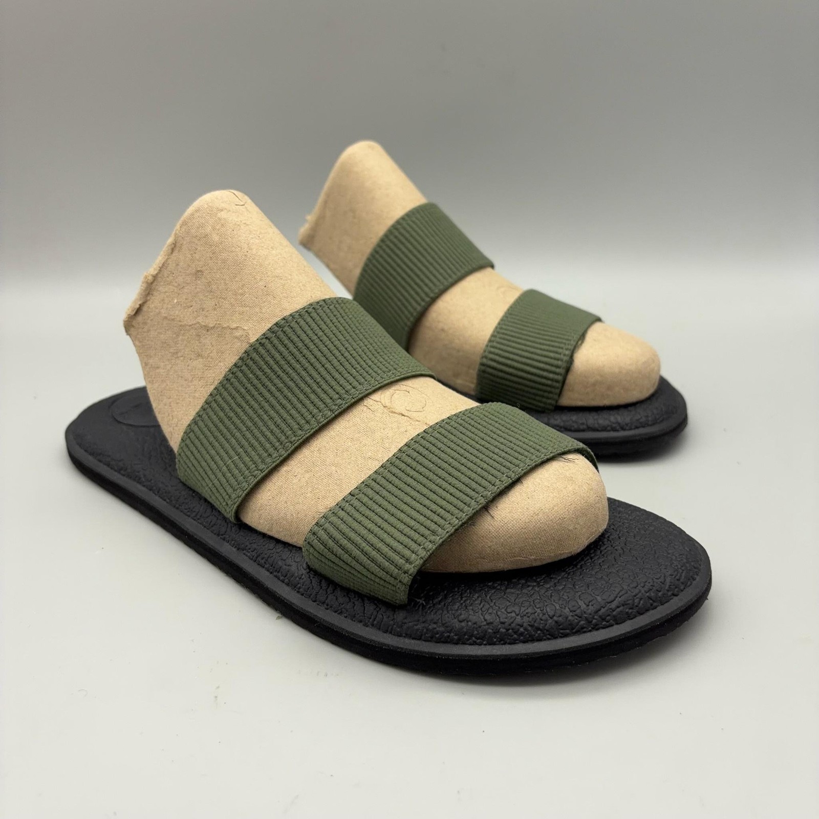 Sanuk Sandals Womens Size 9 Green Slide Stretch Strap Cushioned Comfort Shoes