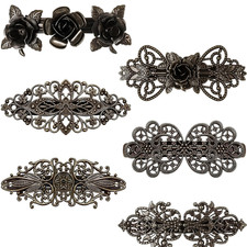 Geyoga 6 Pieces Vintage Hair Barrettes for Women Retro Flower French Pearl Cryst