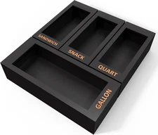 Bamboo Storage Bag Organizer for Kitchen Drawer, 4 Separate Food Storage Bag Org