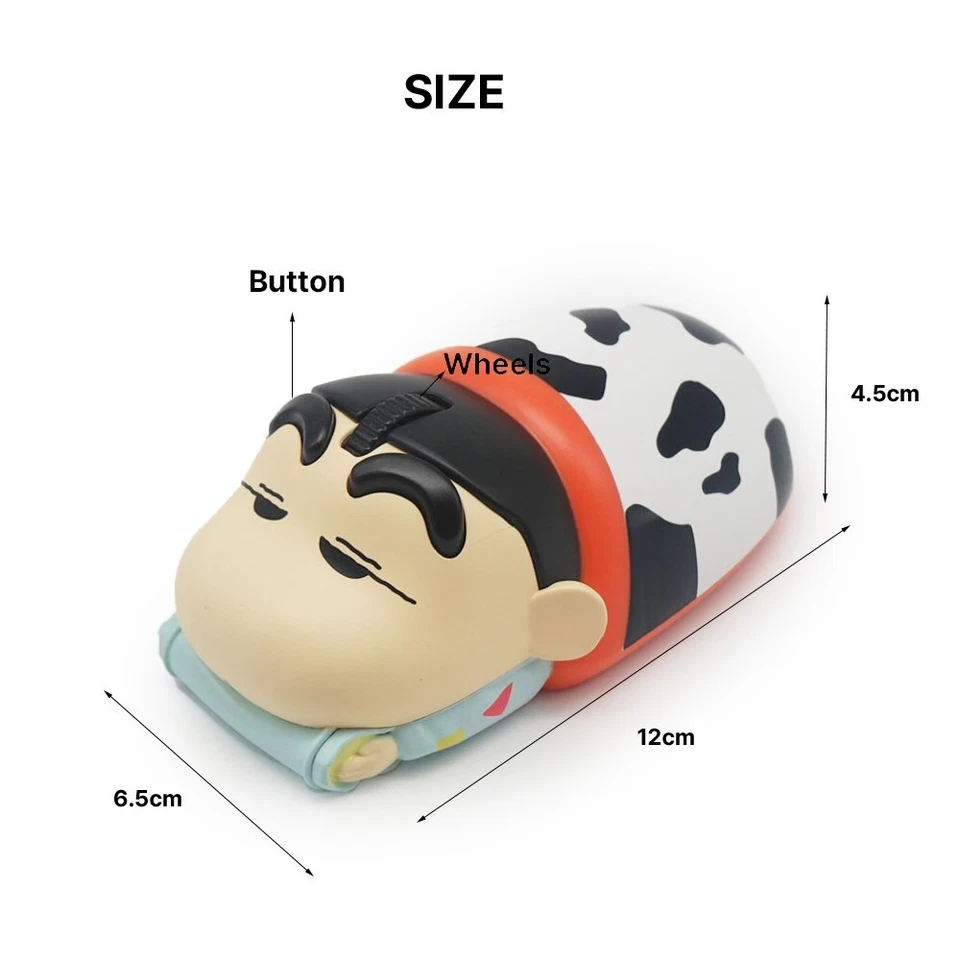 Crayon Shinchan Pajamas Figure Wireless Bluetooth Computer Mouse 1200 DP - Image 2 of 4