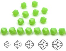 Czech Bicone Crystal Beads Green Opal, light green milky color Rondelle Diamond
