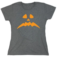 Pumpkin Frown Sarcastic Novelty Graphics Funny Womens T-Shirt