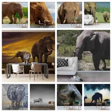 3D Elephant Grassland Sky Self-adhesive Wallpaper Removable Wallpaper Wall Mural