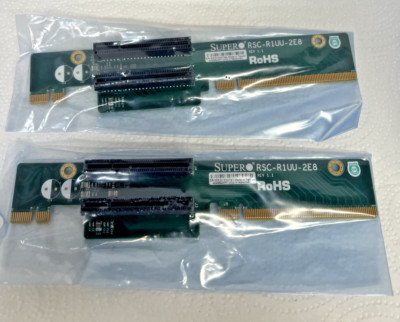 Lot of 2 PCs Supermicro RSC-R1UU-2E8 Dual PCI Express x8 1U Server Riser Card