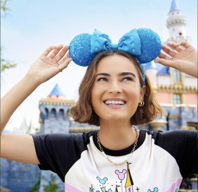 Disneyland Mickey Minnie Disney Ears Aqua Blue Rhinestone  display picture 1
