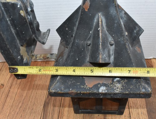 RARE Antique Pair Copper Witch Hat Gothic Bungalow Porch Sconce Light Fixtures - Picture 10 of 16