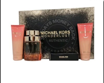 Michael Kors Wonderlust Eau De Parfum 4 Pc Women's Set 3.4 oz Edp+BL + SG + MINI