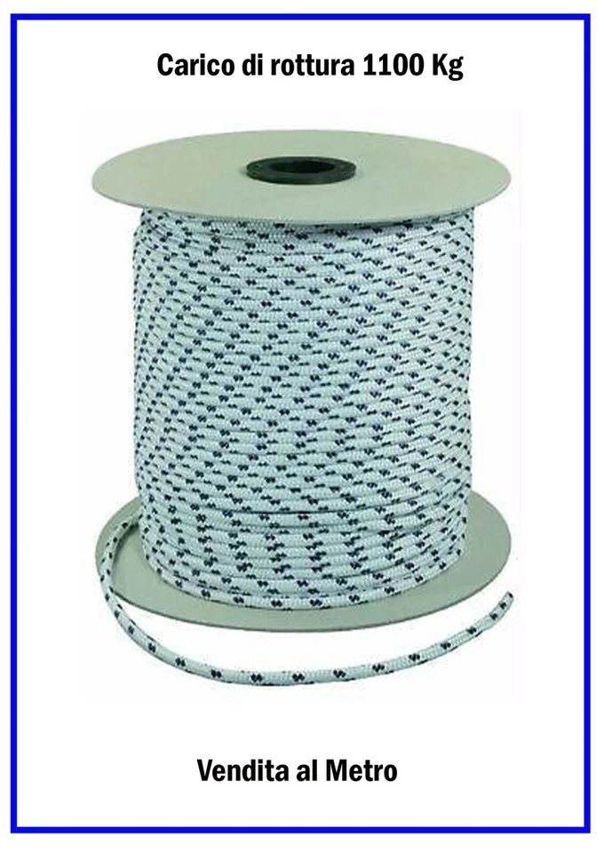 Fune Corda Rigida  in Nylon Cima da  Nautica per Teli Teloni Treccia da Ø 10mm - Immagine 2 di 2