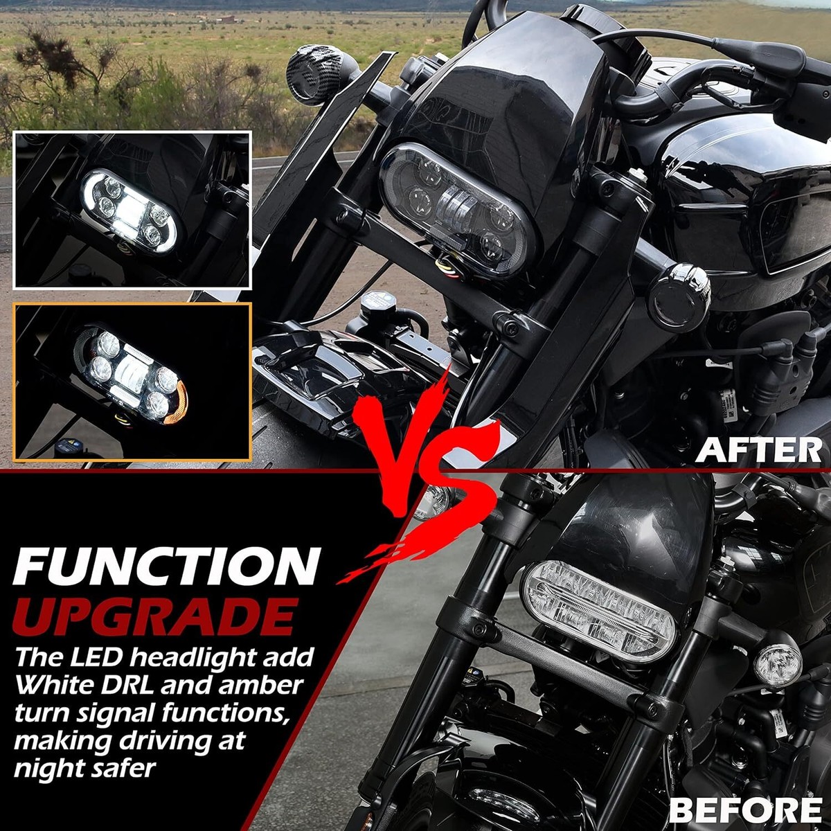 For Harley Sportster S 1250 RH1250S LED Headlamp Amber Turn Signal