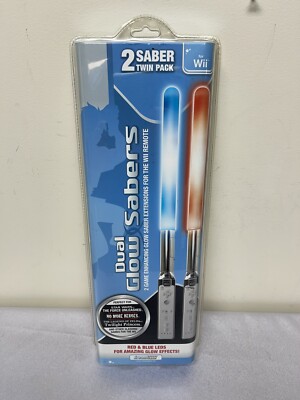 Dreamgear 2 Saber Pack Red & Blue Glow Sabers w/ Cradles for Nintendo Wii SEALED