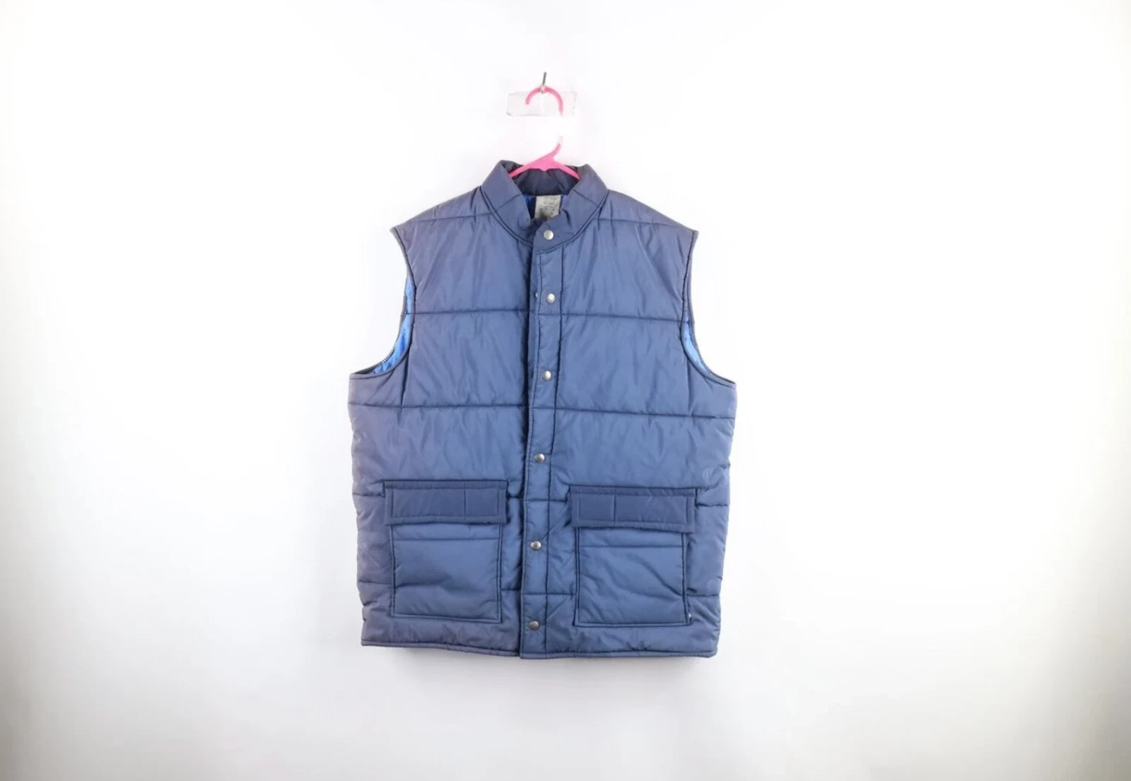 Vintage 80s Walls Mens Size XL Distressed Winter Puffer Vest Jacket Blue USA