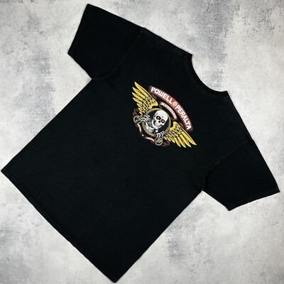 SK8 Powell Peralta Skateboarding Big Logo Short Sleeve T Shirt Black Size Large