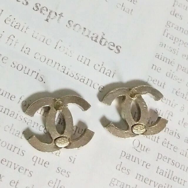 CHANEL Ohrringe Cc Logo Licht Gold Perle Strass 07A - Bild 3 von 4