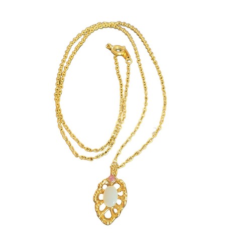 Womans Elegant 18” Gold Tone Chain & Pandent Genuine Opal Van Doran - Picture 6 of 11
