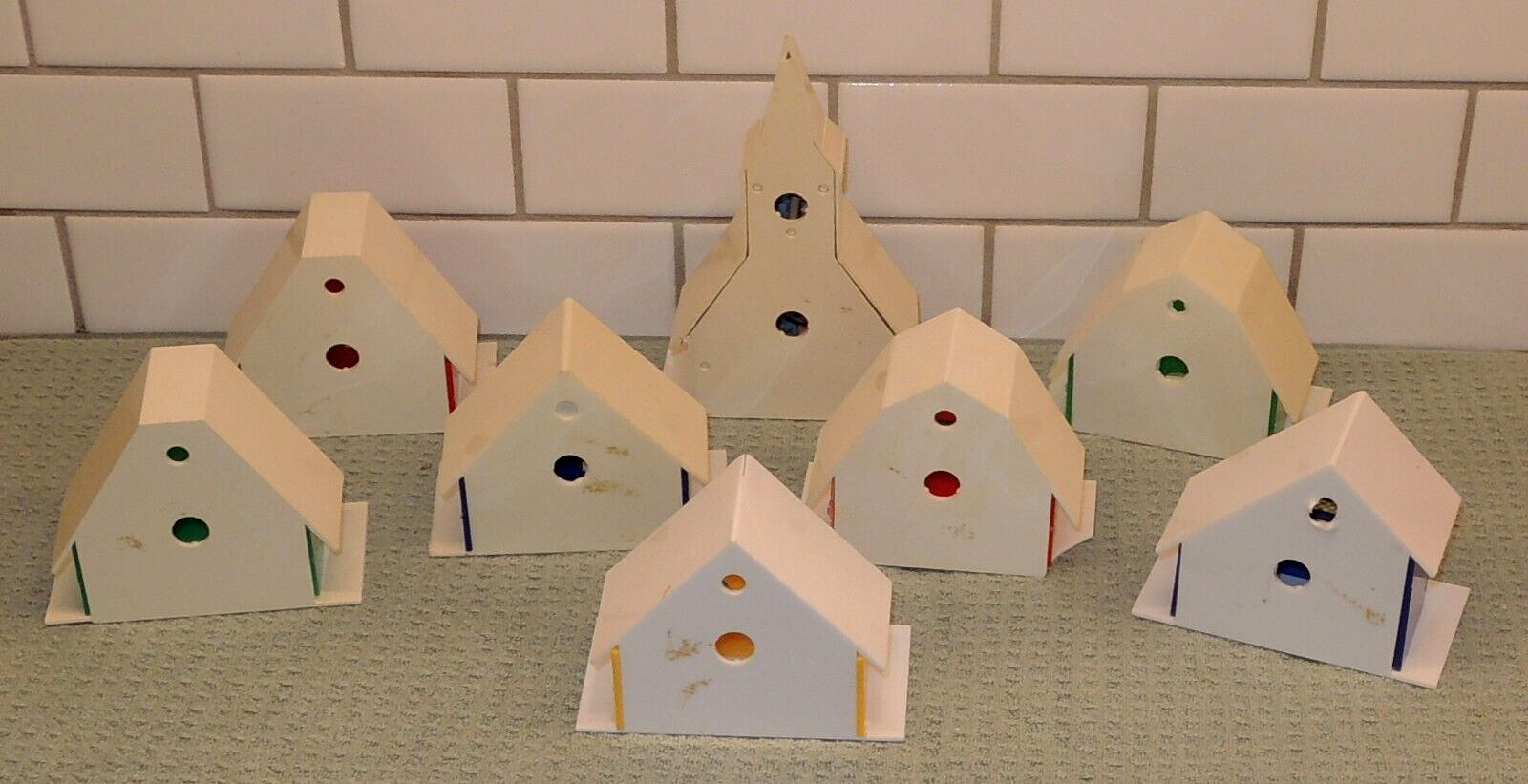 Vtg Alpine Village Plastic House Church Christmas Light Covers Lot of 8