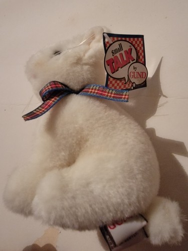 Vintage Plush Cat Gund Small Talk Purcilla White Kitten Kitty VTG Tags
