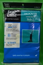 Smart Choice Vacuum Cleaner Bags,Hoover Style Z,Allerest Liner,3 PK