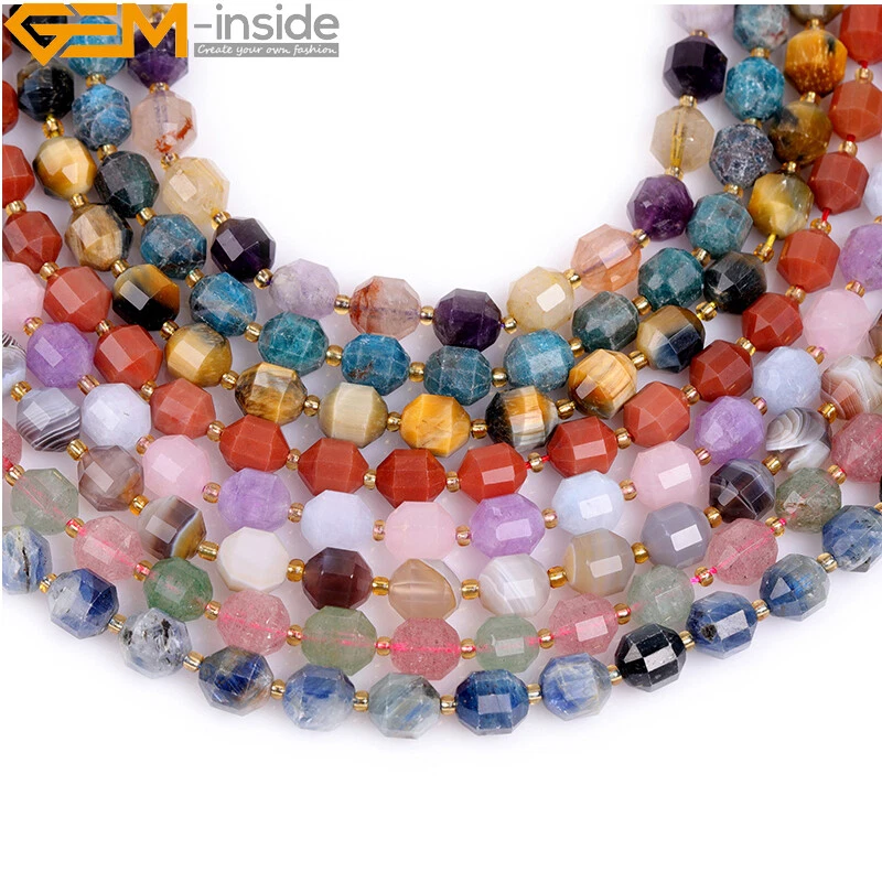 Natural Assorted Stone Bicone Faceted Beads for Jewelry Making 15“8mm 10mm 12mm - Image 4 of 4