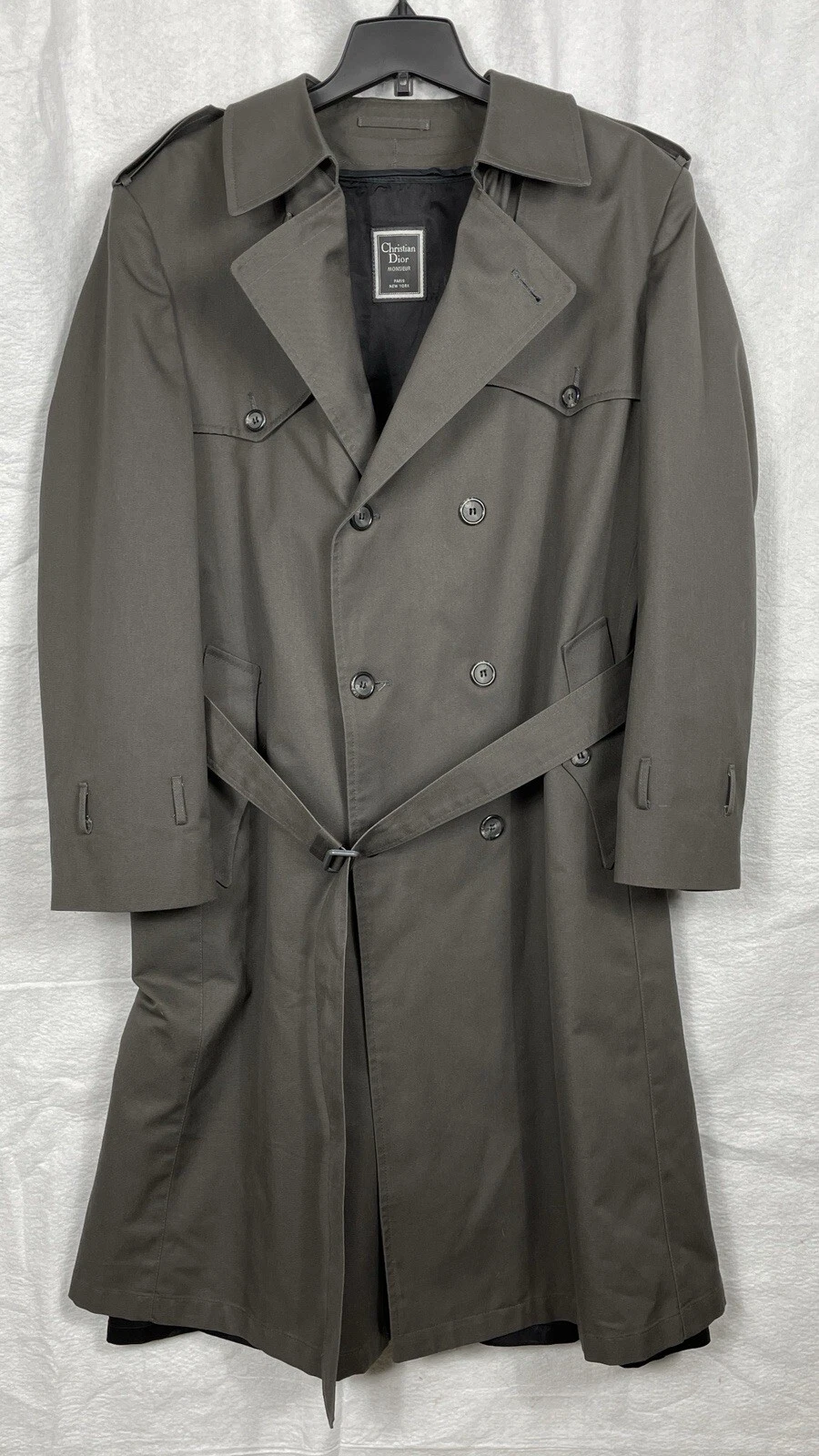 Christian Dior Monsieur Manteau Homme 44R Gris Trench Veste Double Poitrine Laine