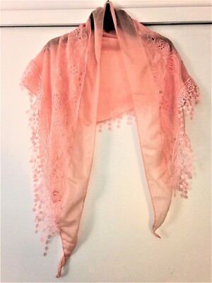 Ladies Triangular Embroidered Double Layer Peach Color Scarf